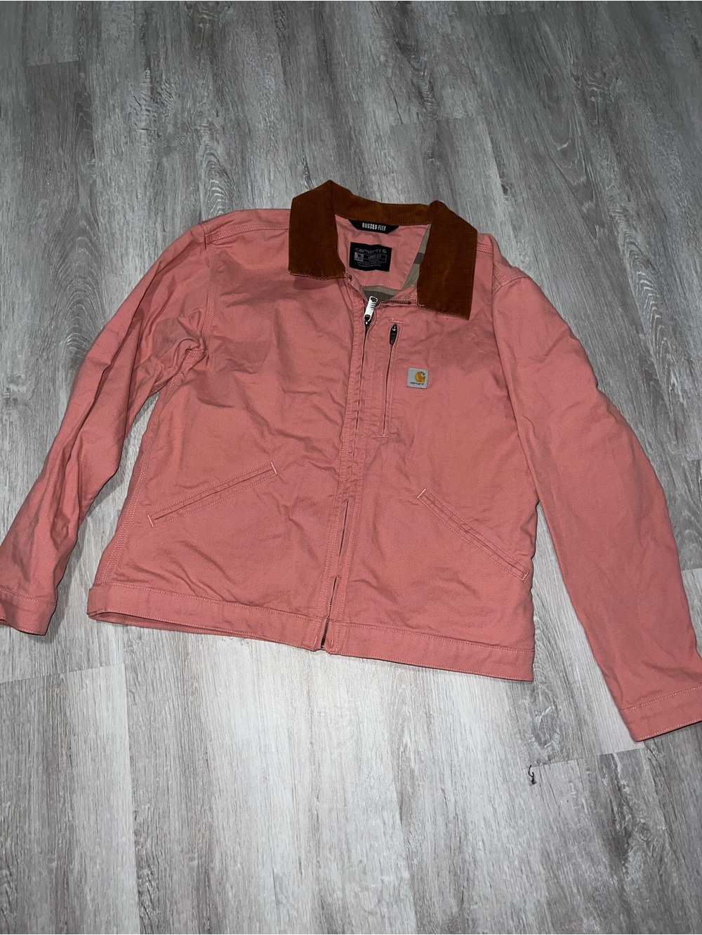 Carhartt Women’s Rugged Flex® Loose Fit Canvas Detroit Jacket in the Rose Tint/p